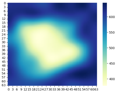 Heatmap created from sensor readings where a plant is detected