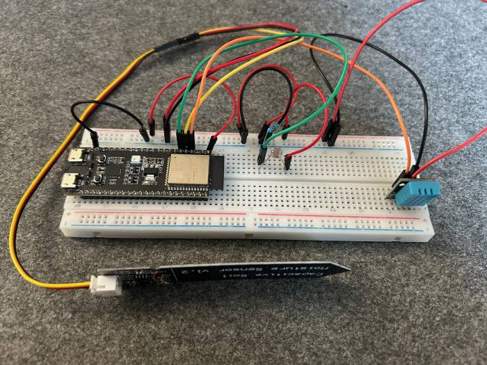 Figure 3.1: Prototype smart weather station using a breadboard.