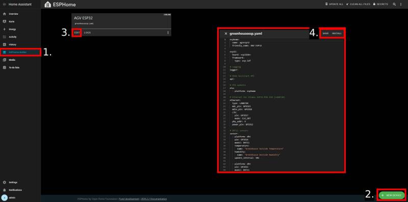 ESPHome Builder: Add New Device Steps. Source: Own illustration.