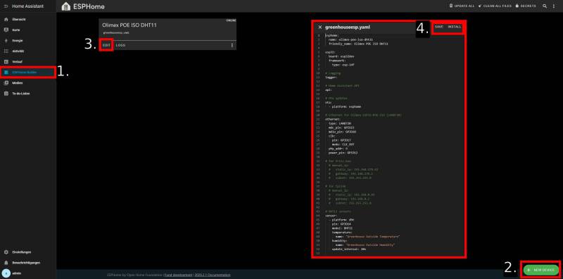 ESPHome Builder: Add New Device Steps. Source: Own illustration.